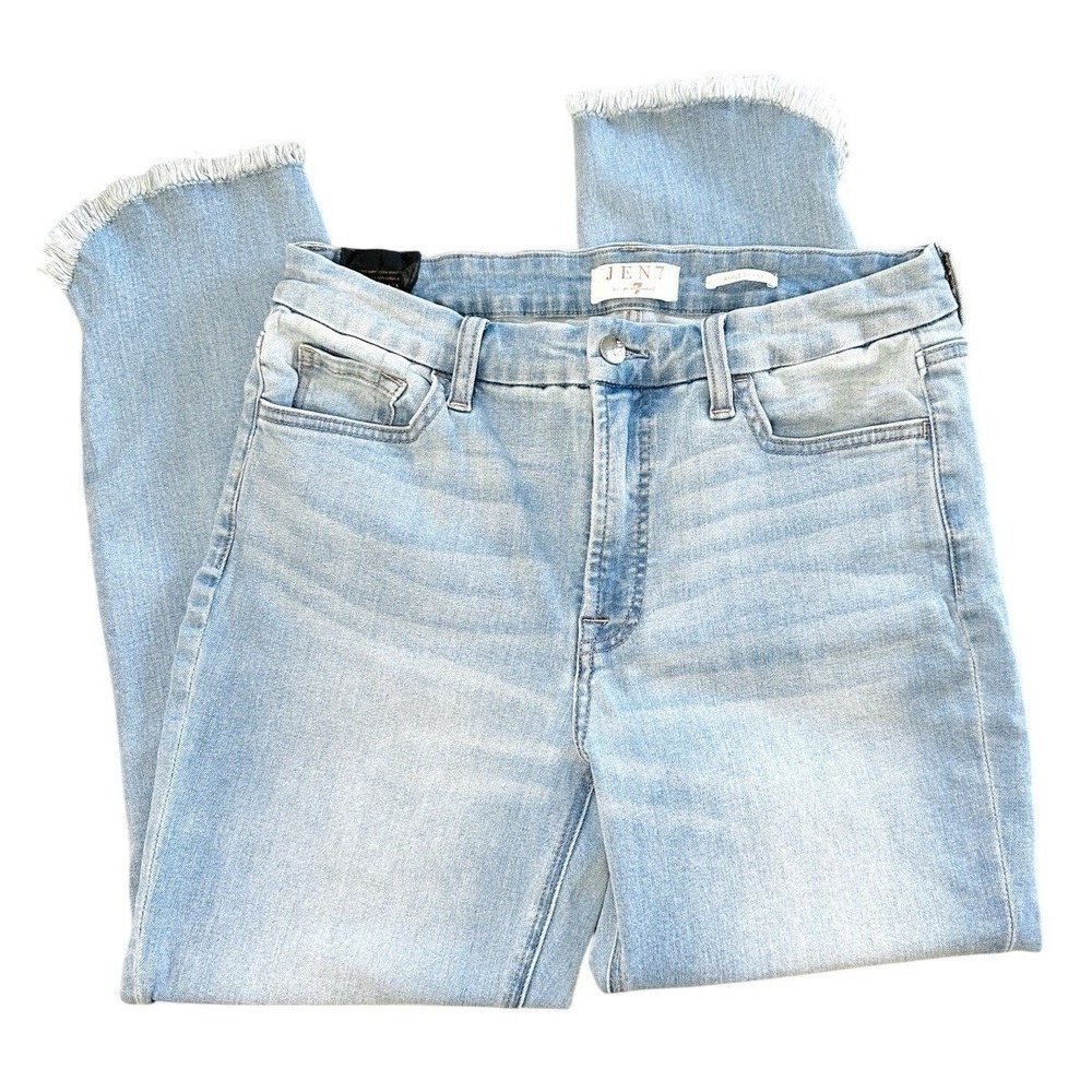 JEN7 by 7‎ For All Mankind Ankle Skinny Jeans Size 8 Light Wash Tulip Frayed Hem